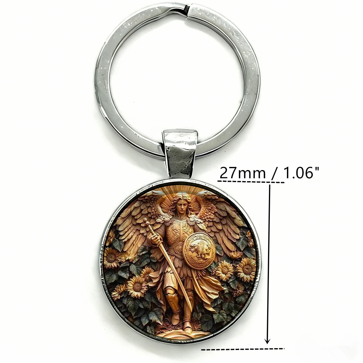 Saint Michael Archangel Keychain with Cross