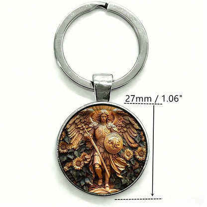 Saint Michael Archangel Keychain with Cross