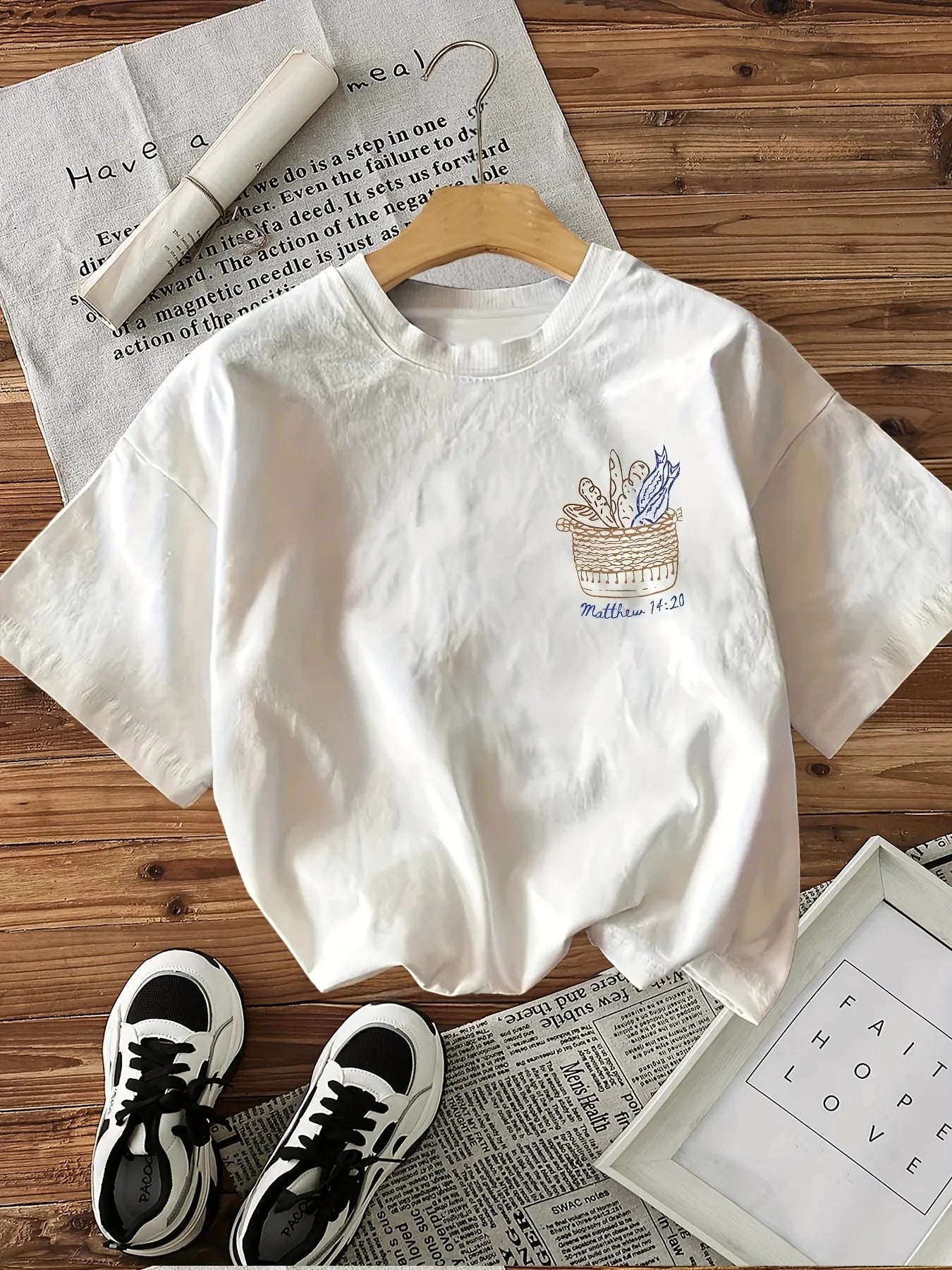 Camisa de algodão estampada Mateus 14:21
