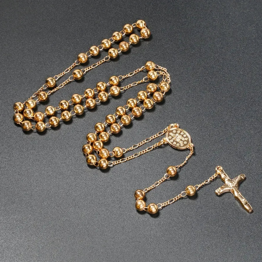 Christian Rosary Necklace with Crucifix Cross
