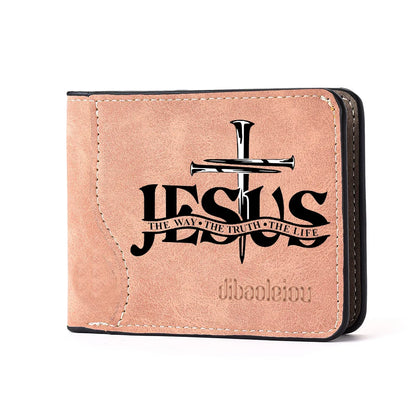 Christliches Portemonnaie – Jesus-Kreuz-Aufdruck & Kartenfächer