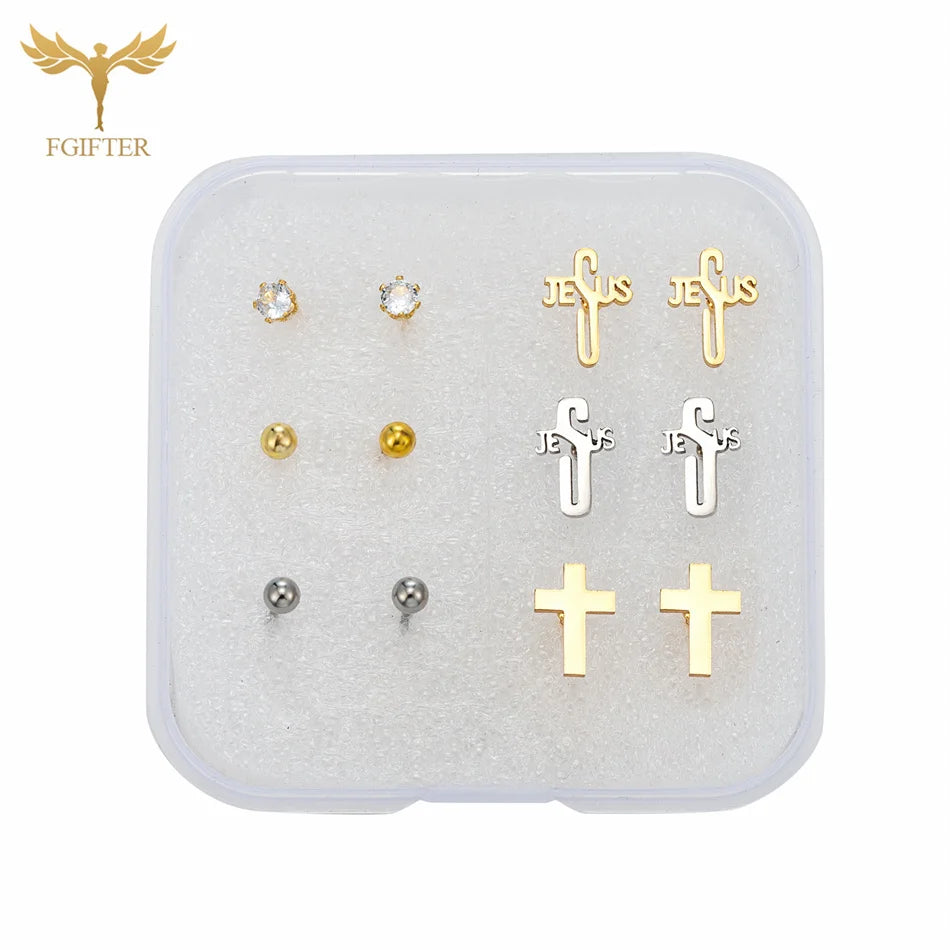 Multi-Piece Religious Stud Earring Set
