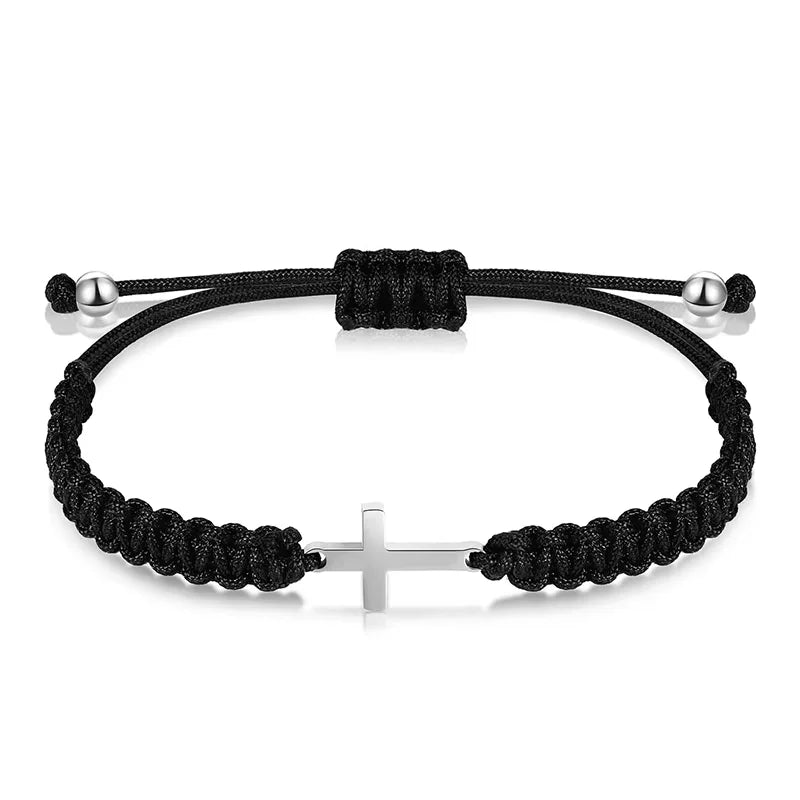 Adjustable Christian Cross Braided Rope Bracelet