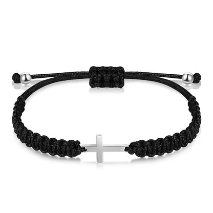 Adjustable Christian Cross Braided Rope Bracelet