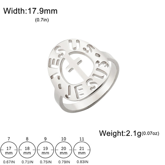 Cut-Out Jesus Cross Ring