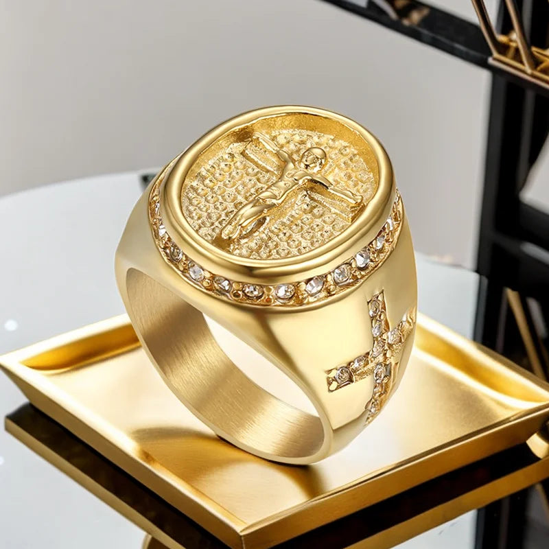 Gold-Tone Crucifix Ring Collection