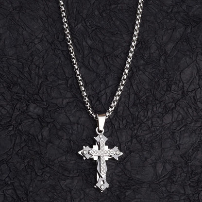 1. Hochwertige, nicht anlaufende Kreuzhalskette aus Titanstahl, markante und trendige Hip-Hop-Anhänger-Kette für Herren, neue stilvolle Halskette für Damen und Herren