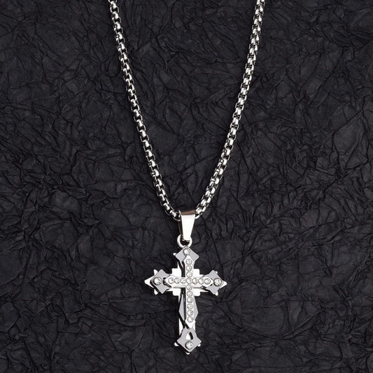 1. Collana di alta qualità con croce in acciaio al titanio, anti-scolorimento, catena con ciondolo hip-hop da uomo, imponente e alla moda, nuovo modello elegante da uomo e donna