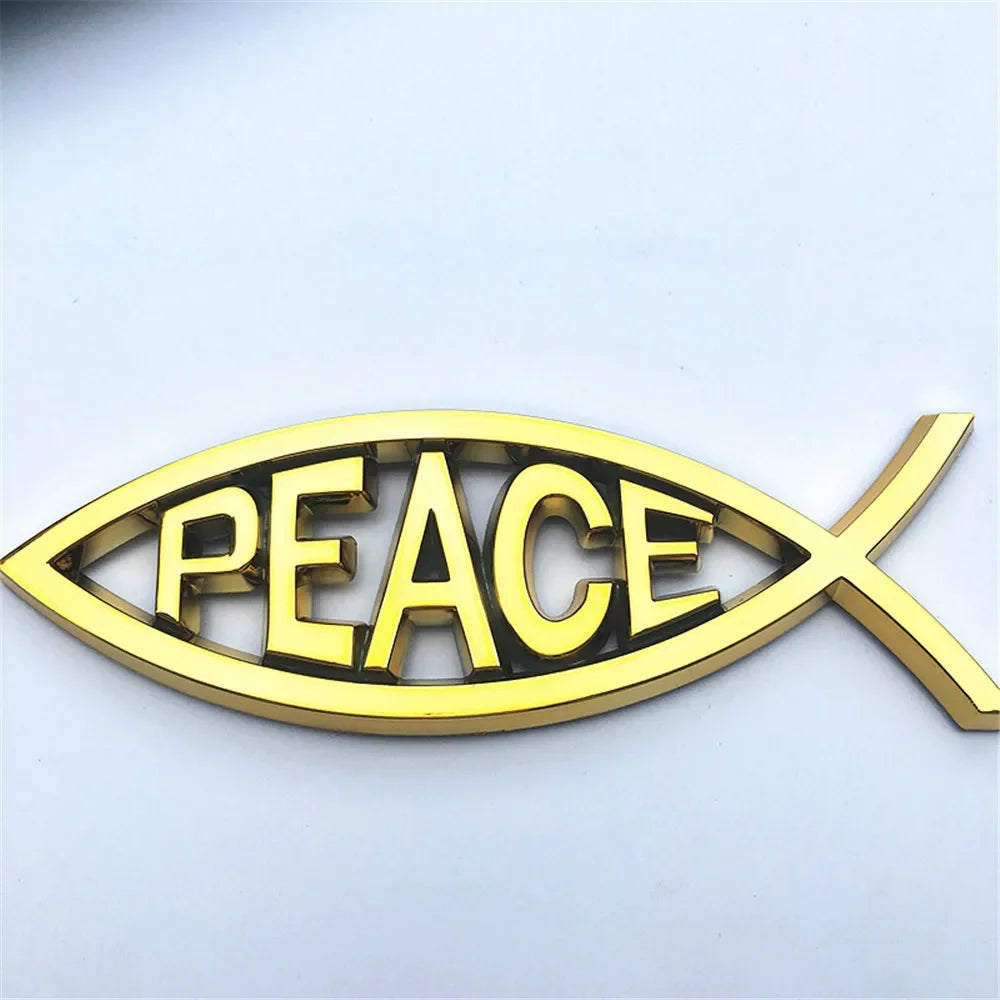 Emblema Cristão Cromado Peixe JESUS