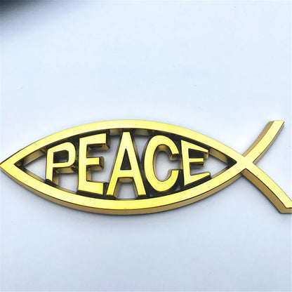 Emblema Cristão Cromado Peixe JESUS