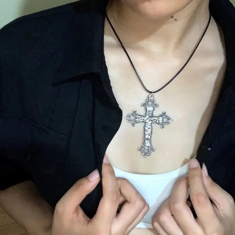 Ornate Gothic Cross Pendant Necklace