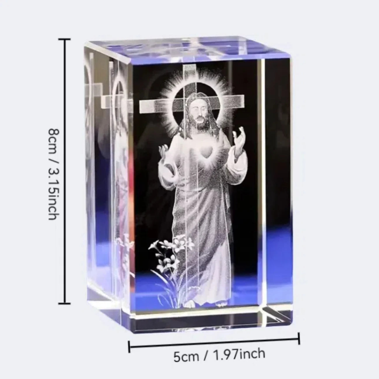 Jesus Crystal Cube Decor 