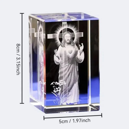 Jesus Crystal Cube Decor 