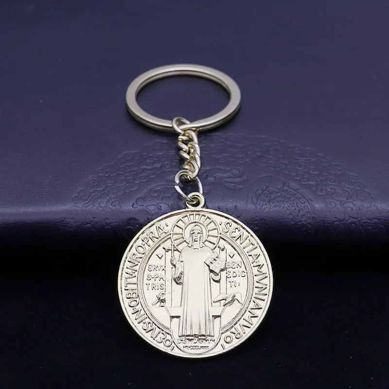 Catholic Saint Benedict Medallion Keychain