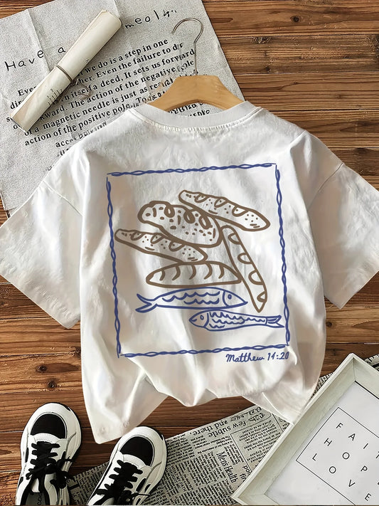 Camisa de algodão estampada Mateus 14:21