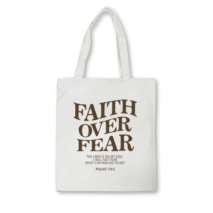 Faith Over Fear Scripture Tote Bag