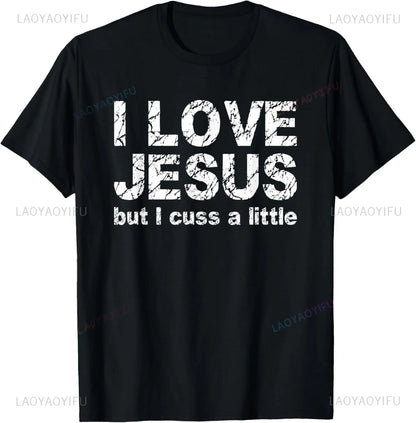 Camiseta de algodão Eu amo Jesus