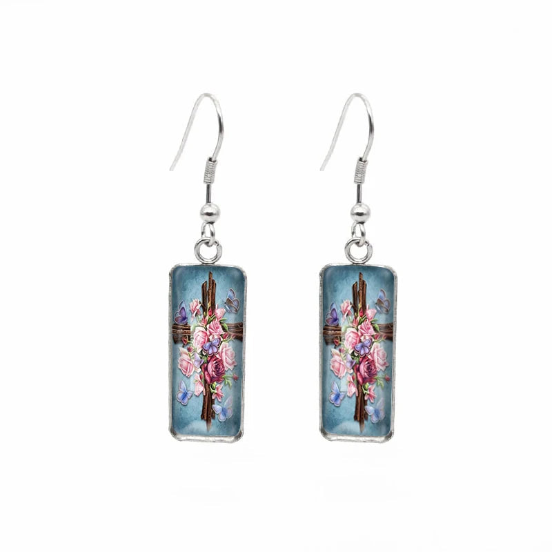 Crucifixion Image Drop Earrings