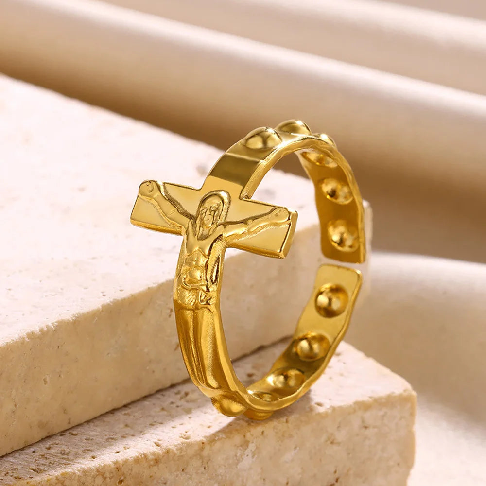 Vintage Jesus Cross Ring