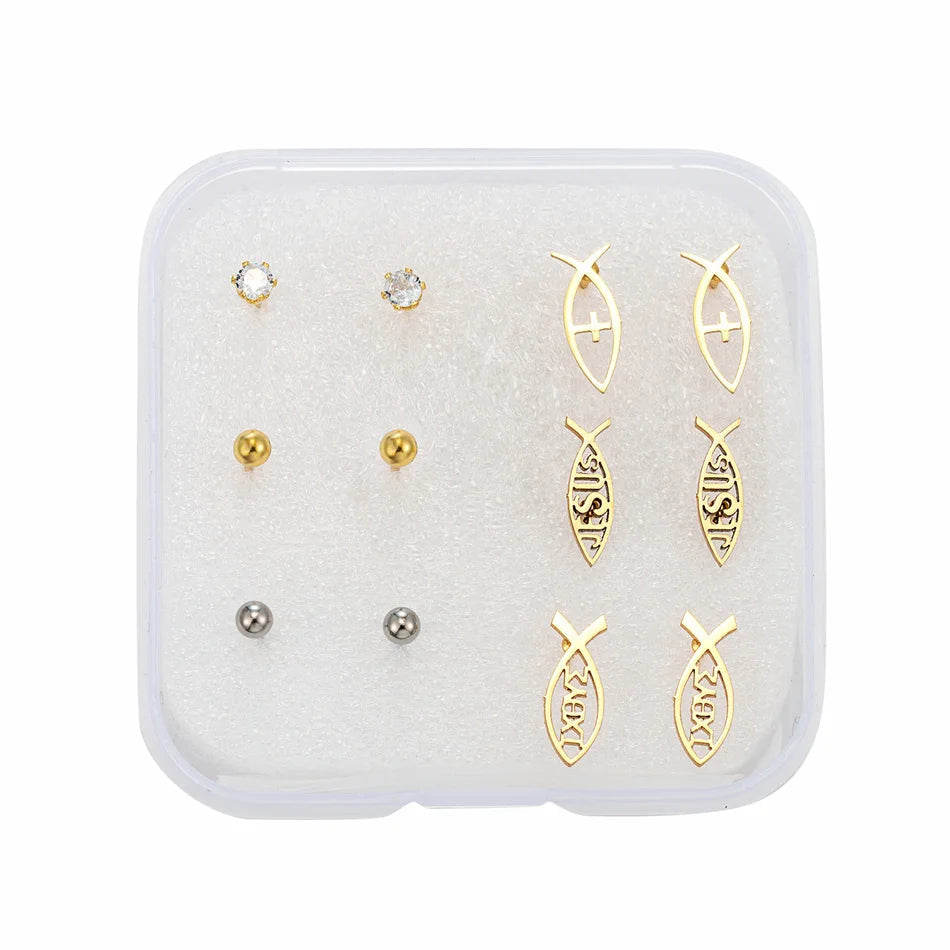 Multi-Piece Religious Stud Earring Set