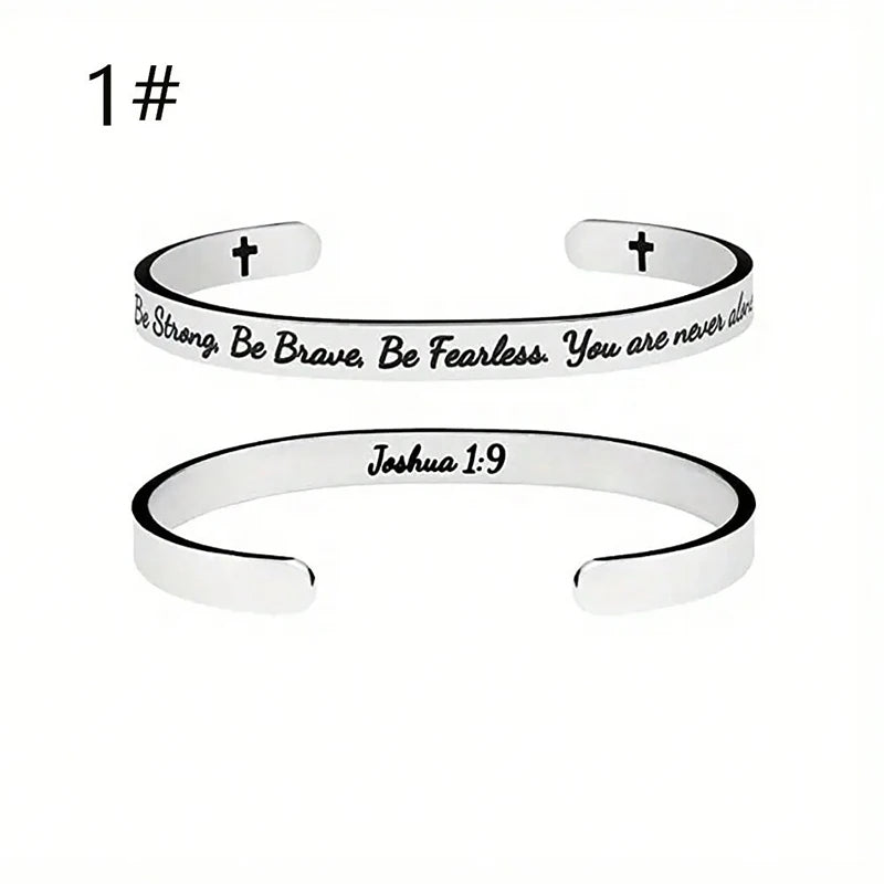 Christian Cross Scripture Cuff Bracelet