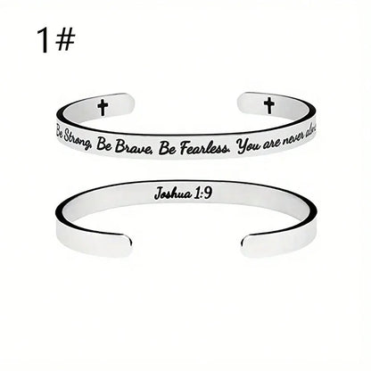 Christian Cross Scripture Cuff Bracelet