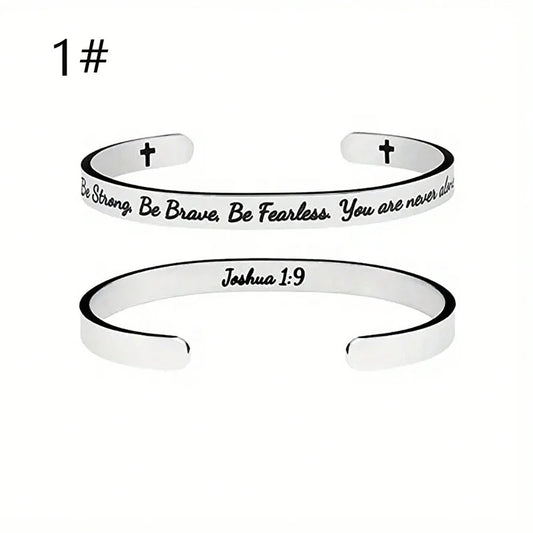 Christian Cross Scripture Cuff Bracelet