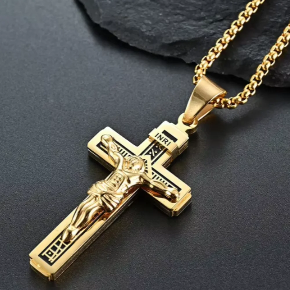 Jesus Crucifix Necklace – 60 cm Christian Pendant