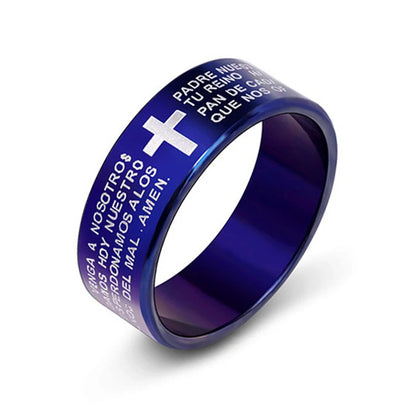 Lord's Prayer Cross Band Ring