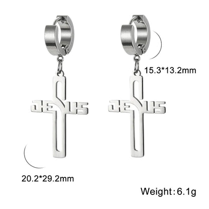 Cross Dangle Hoop Earrings