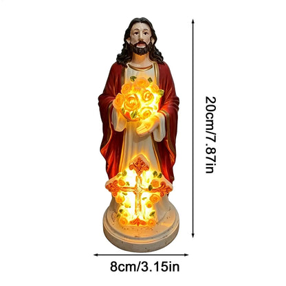 Lighted Jesus Garden Statue - 7.8" Resin Christian Figure