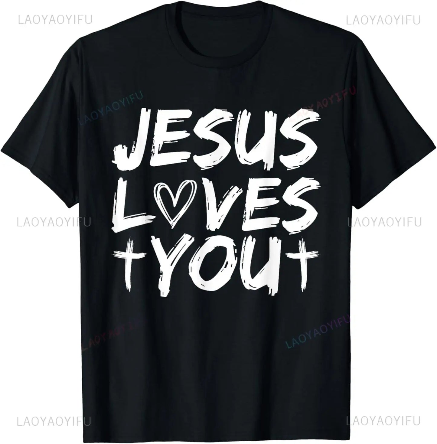 Camiseta de algodão Eu amo Jesus