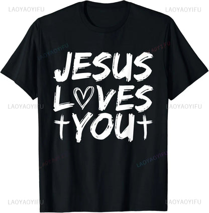 Camiseta de algodão Eu amo Jesus