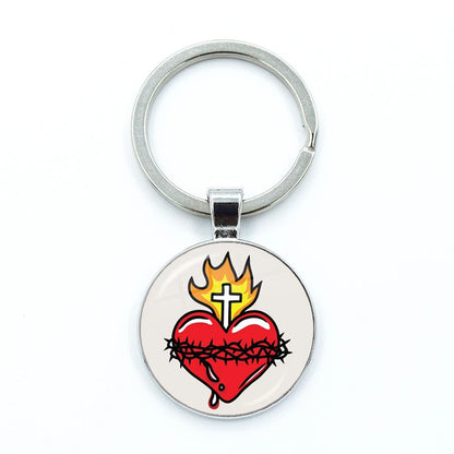 Sacred Hearts Medallion Keyring