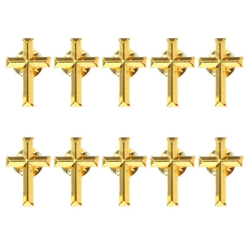 Kreuz-Anstecknadeln in Goldoptik, 10er-Pack