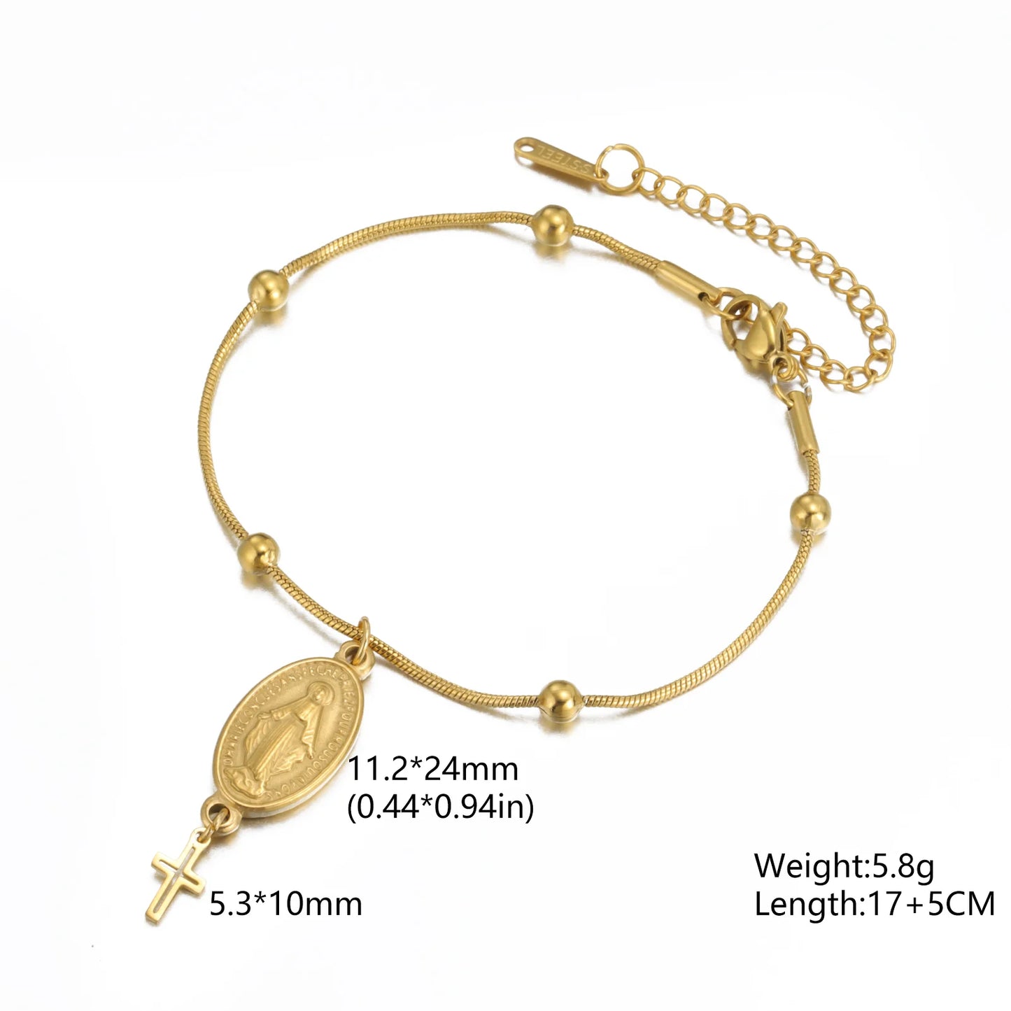 Miraculous Medal & Cross Bracelet