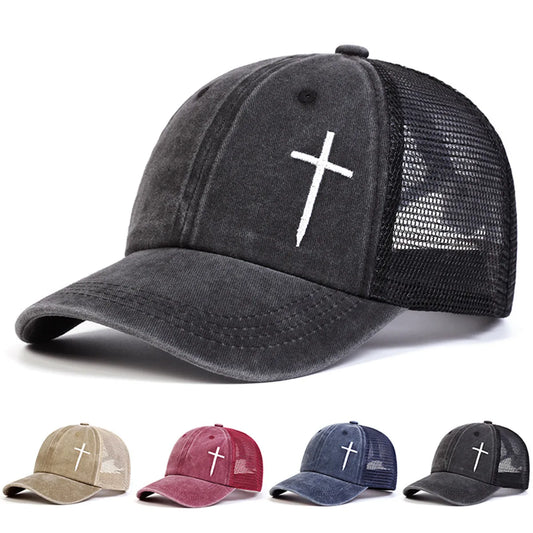 Distressed Cross Trucker Cap