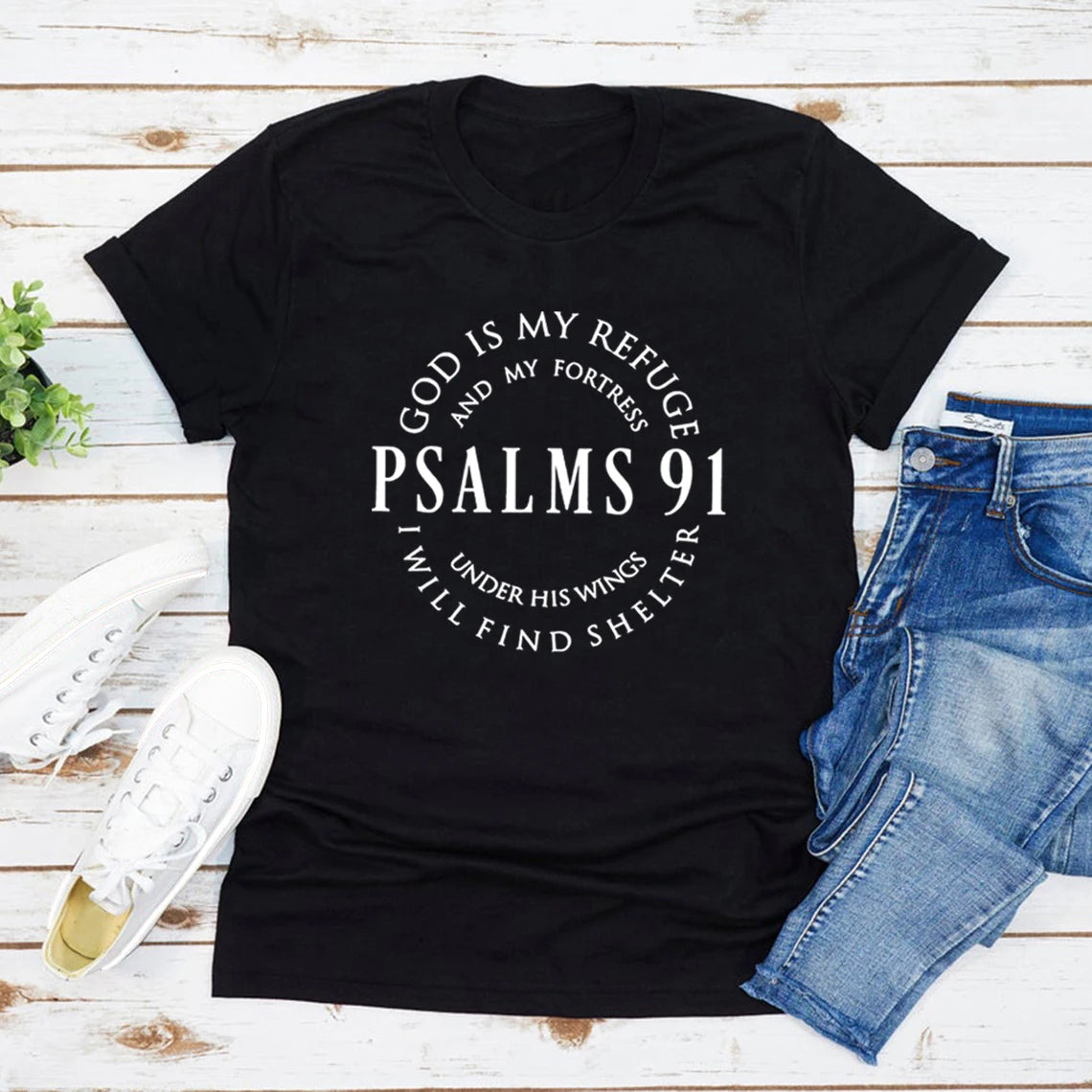 Deus é meu refúgio – Camiseta feminina Salmos 91