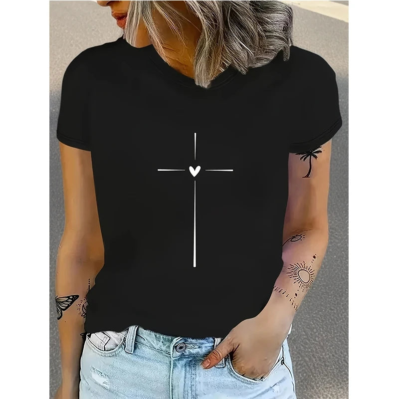 Women’s Heart Cross T-Shirt 