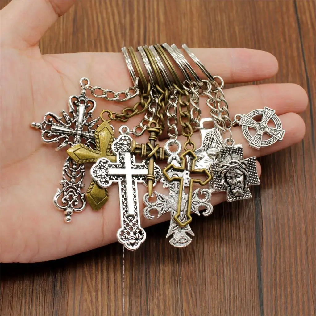 Christian Cross Medallion Keyring