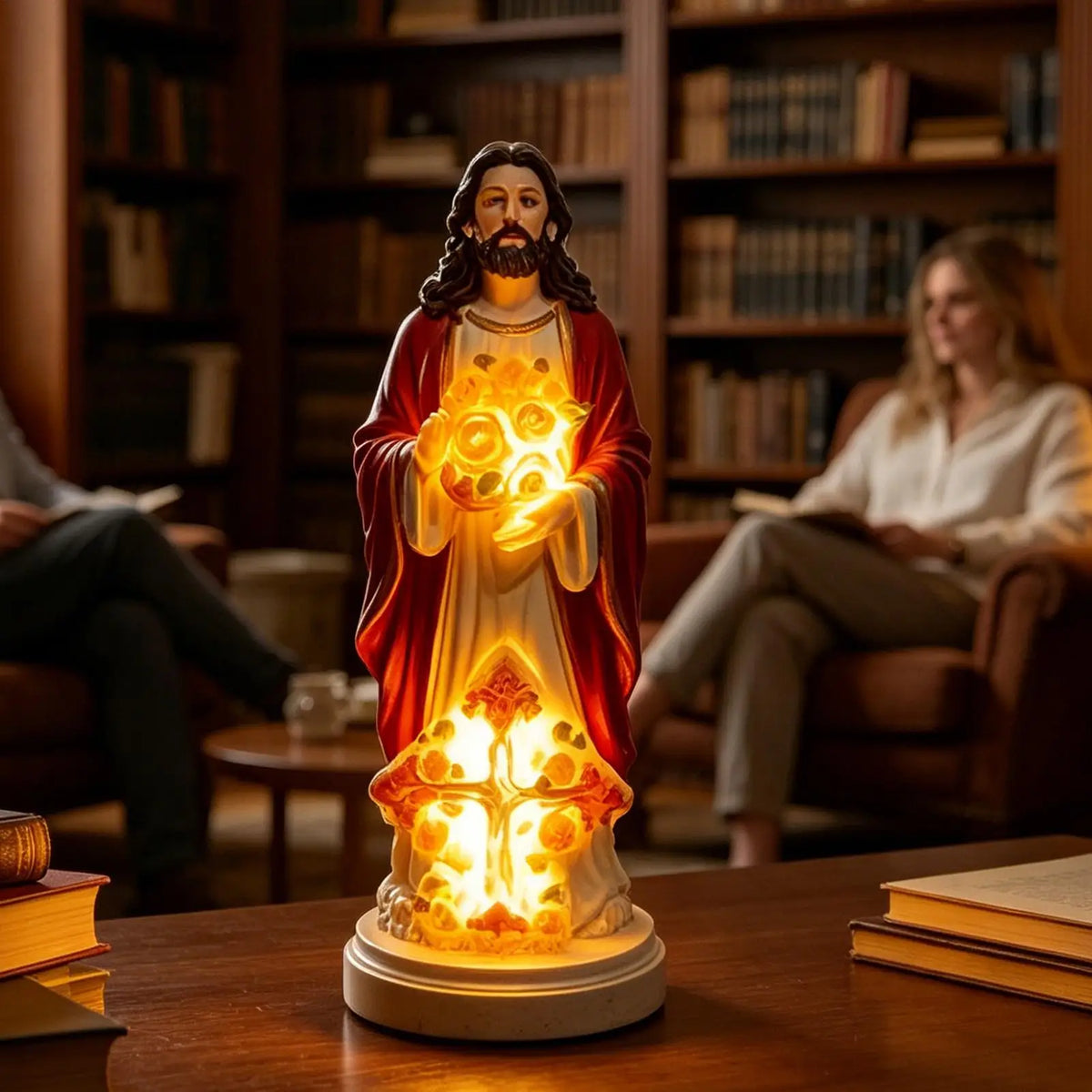 Lighted Jesus Garden Statue - 7.8" Resin Christian Figure