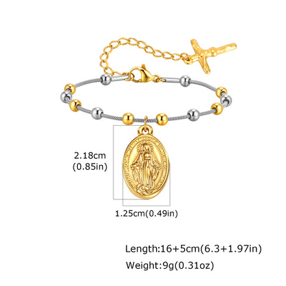 Pulseira Virgem Maria e Cruz para Mulheres