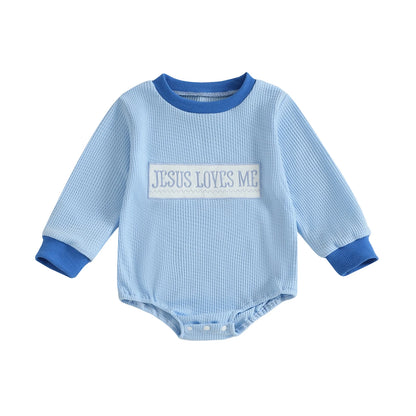 Jesus Love Waffle Knit Baby Romper