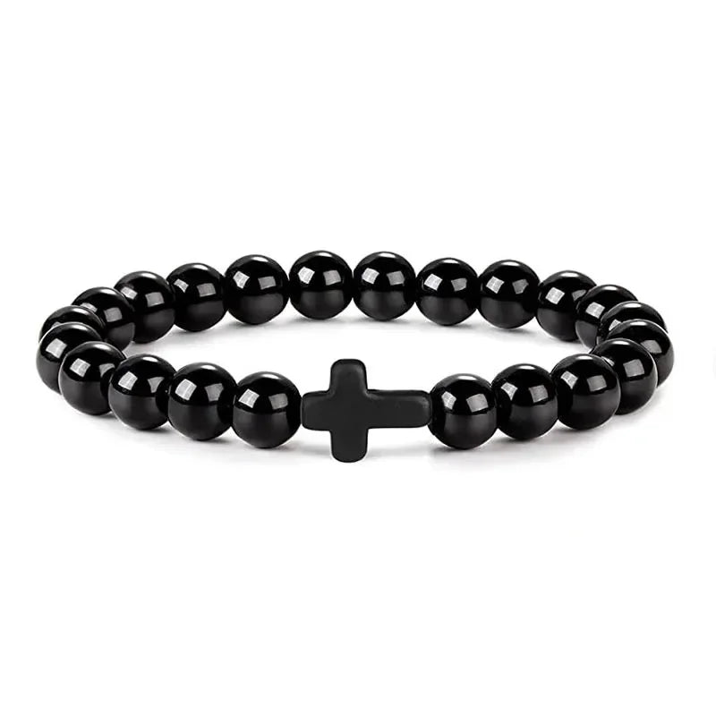 Prayer Men Natural Wood Cross Bracelets 