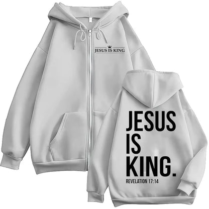 Jesus Is King Christian Verse Zip Hoodie 