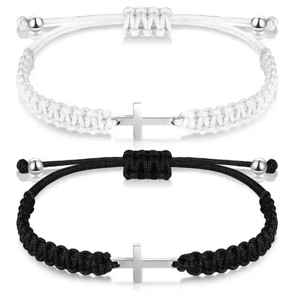 Adjustable Christian Cross Braided Rope Bracelet