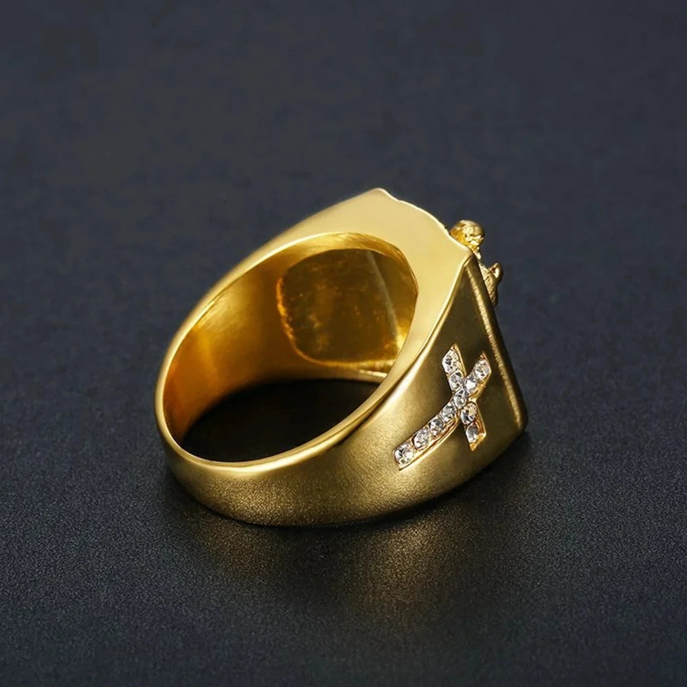 Jesus Cross with Rhinestone Ring 