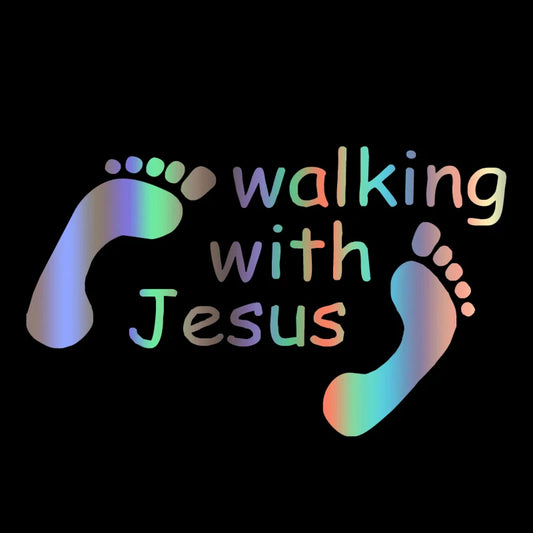 Walking With Jesus Car Sticker 