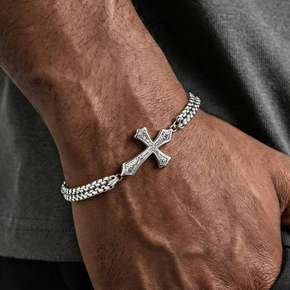 Men's Stainless Steel Multi-Layer Cross Bracelet