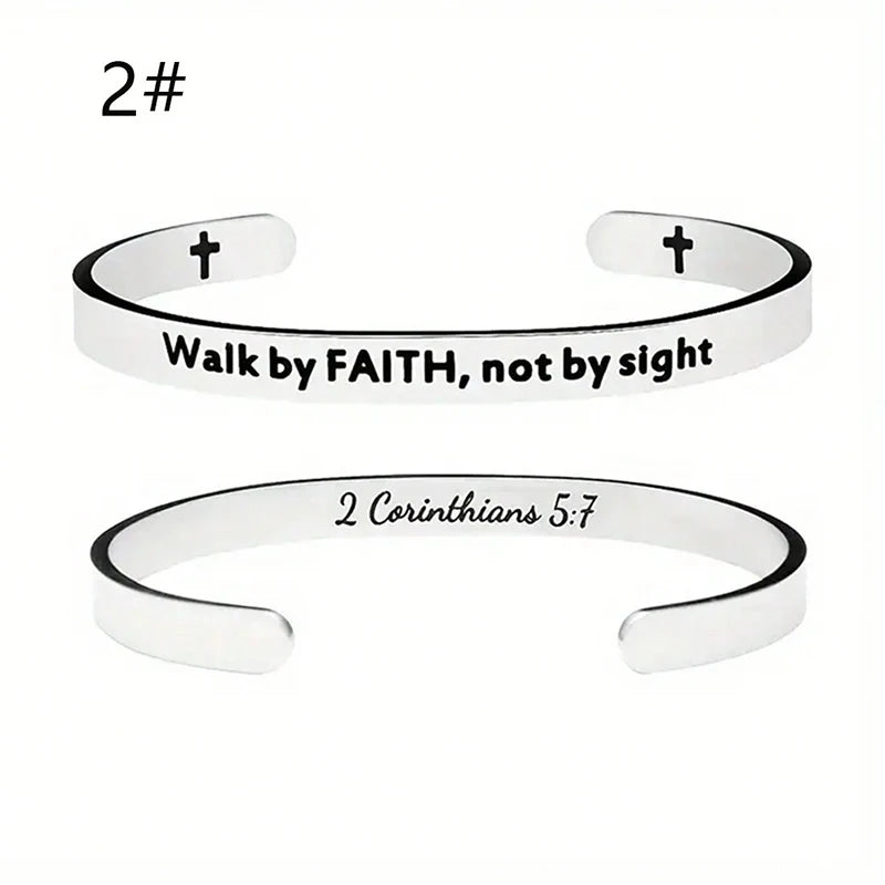 Christian Cross Scripture Cuff Bracelet